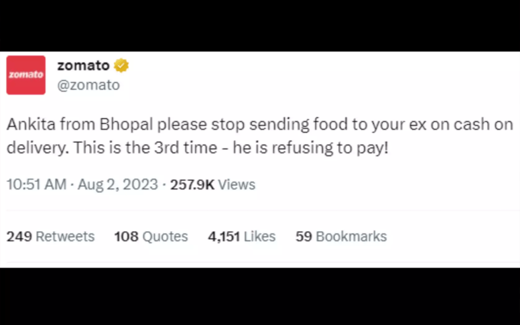 Viral News: 'Ankita' from Bhopal pulls off a clever move with her Ex-boyfriend, Zomato had to tweet about it.